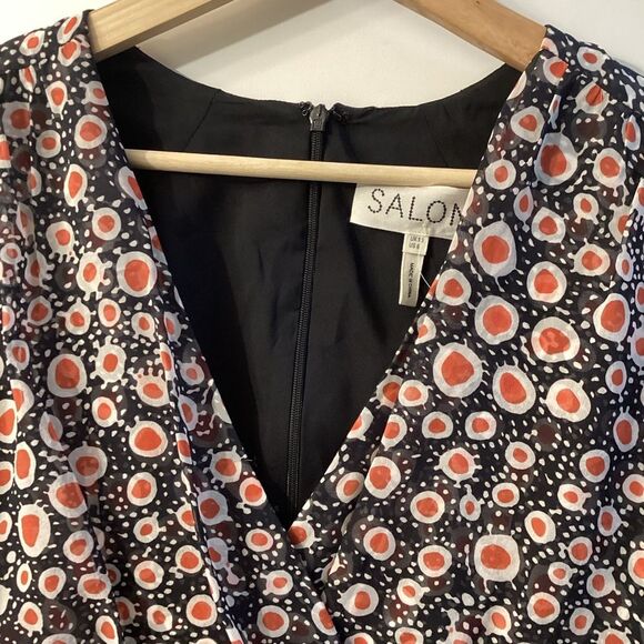 SALONI Brooke Batik Dot Dress Orange White Black Size M Women’s Designer Summer - Picture 9 of 15